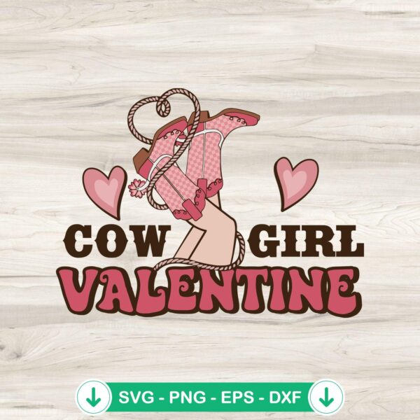 Cowgirl Valentine Retro Vintage SVG file for Cricut