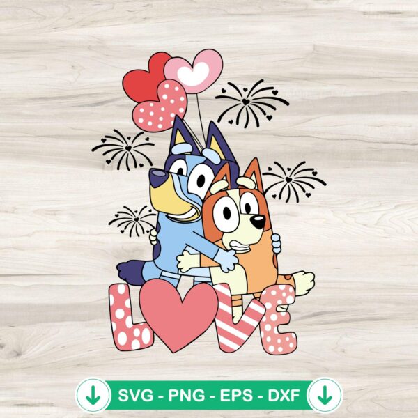 Bluey and Bingo Love Valentine SVG file for cutting machines
