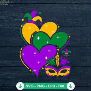 Mardi Gras Love Cute Hearts SVG file for cricut cutting file