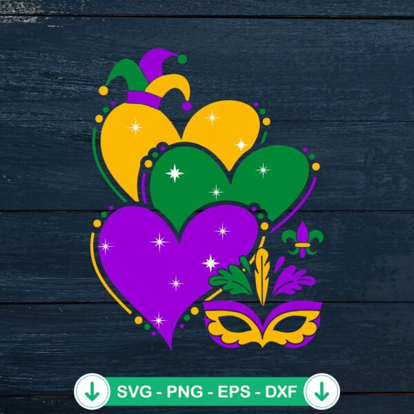 Mardi Gras Love Cute Hearts SVG file for cricut cutting file