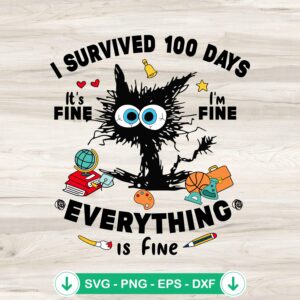 mockup-207778.jpg Black Cat I Survived 100 Days SVG file for Cricut projects