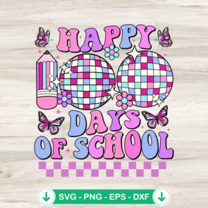 Happy 100 Days Of School retro svg file for Cricut cutting