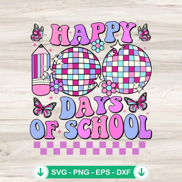 Happy 100 Days Of School retro svg file for Cricut cutting