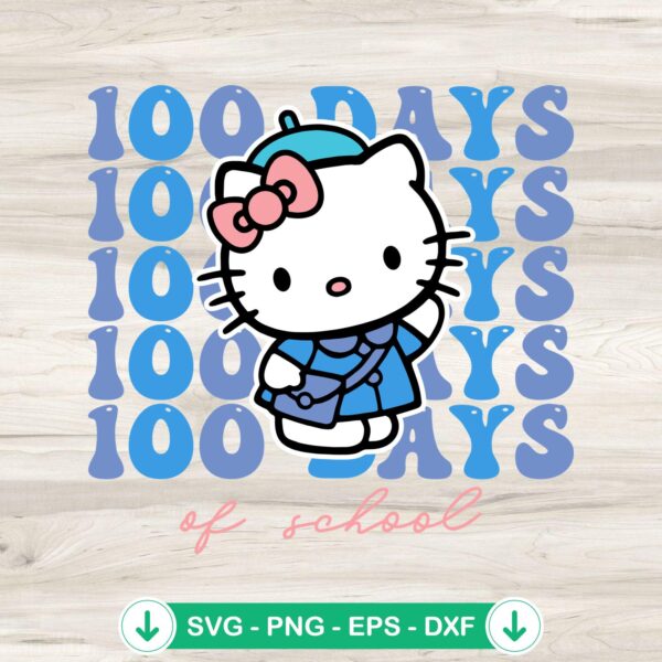 Hello Kitty 100 Days Of School SVG file for Cricut cutting machine