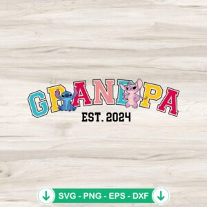 Stitch And Angel Grandpa Est. 2024 SVG file for Cricut