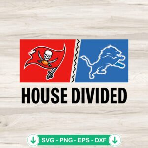 House Divided 2024 SVG file for Tampa Bay Buccaneers vs Detroit Lions, cricut svg cutting file