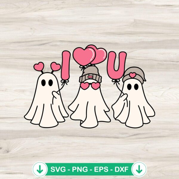 I Love You Ghost Retro svg file for Cricut cutting file