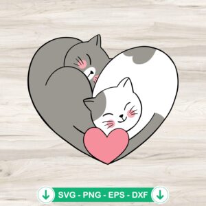 mockup-208649.jpg Cute Cats Love Heart SVG file for Valentine's Day cutting file