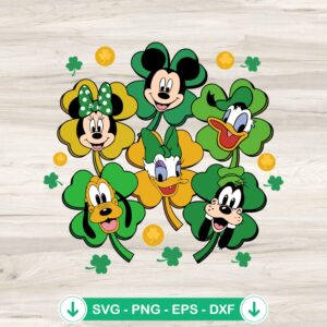 Disney Characters Shamrock SVG file for cutting machine