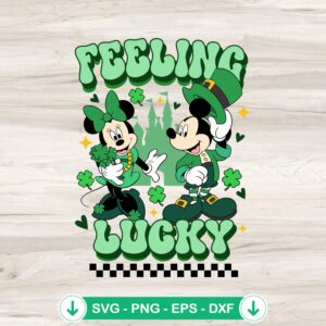 Disney Mickey Minnie Feeling Lucky SVG file for St. Patrick's Day
