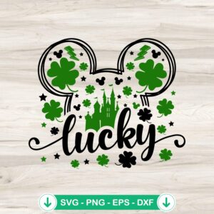 Lucky Mickey Head Disney Castle SVG file for Cricut cutting