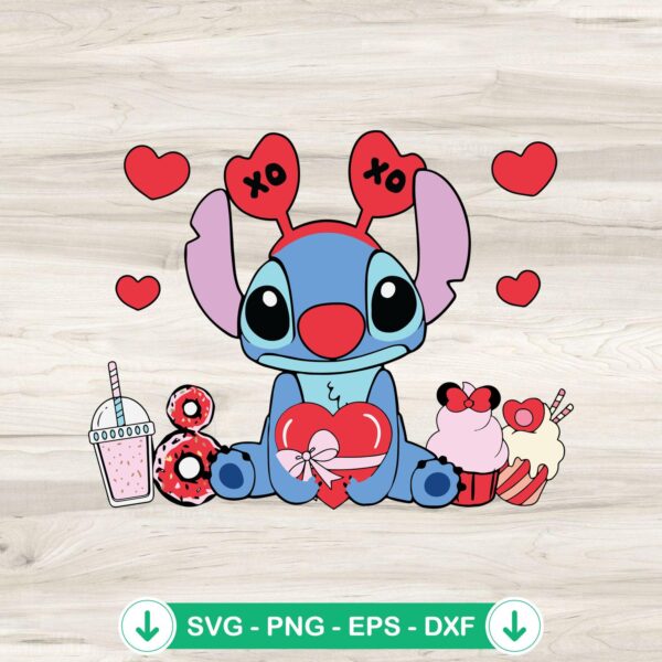 Stitch Valentine Snacks SVG file for Cricut cutting machine