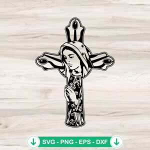 Virgin Mary Jesus Cross svg file for cricut cutting machine