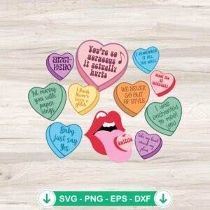 Candy Hearts Taylor Swift SVG file for cutting machine