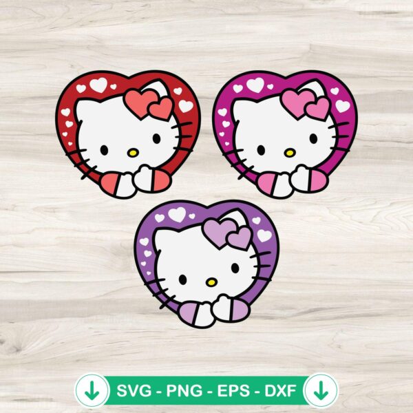 Hello Kitty Heart Valentine SVG file for Cricut cutting