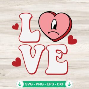 mockup-74627.jpg Bad Bunny Sad Heart Love Valentine SVG file for cutting