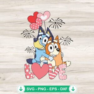 Bluey Bingo Couple Love Valentine SVG file for cutting machines