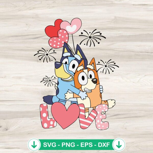 Bluey Bingo Couple Love Valentine SVG file for cutting machines