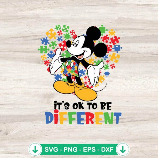 Mickey Mouse It's Ok To Be Different SVG file for Cricut cutting machine