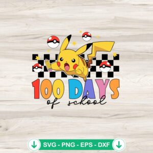 mockup-75117.jpg Pikachu 100 Days Of School SVG file for cutting machines