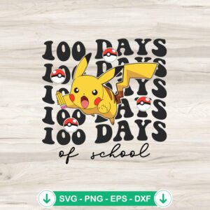 mockup-75121.jpg Retro Pikachu 100 Days Of School SVG file for Cricut cutting