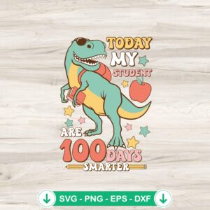 mockup-75137.jpg Dinosaur 100 Days Smarter SVG file for Cricut cutting machines