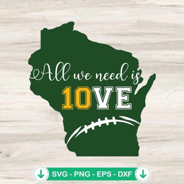 All You Need is Love Green Bay Packers SVG file for Cricut