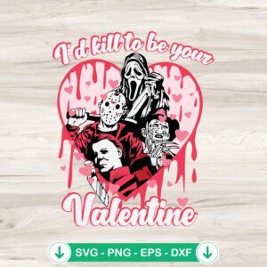 Horror Characters Valentine SVG file for Cricut cutting machine