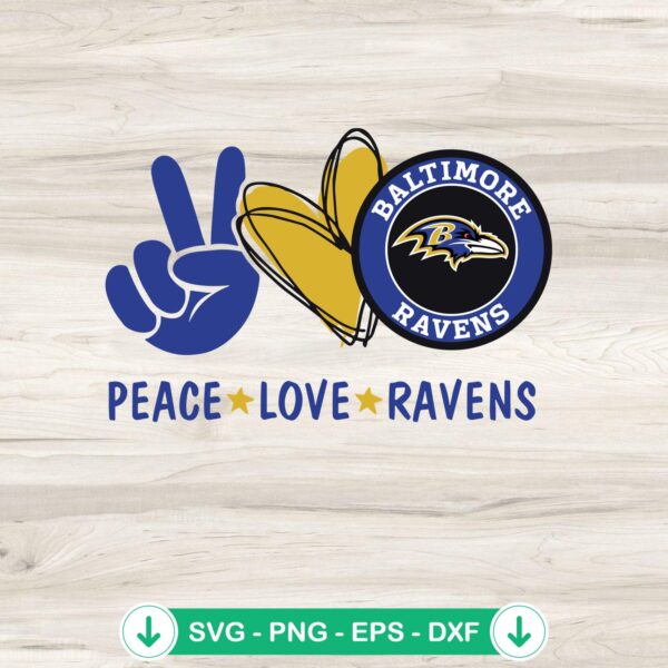Peace Love Ravens SVG file for Cricut cutting machine