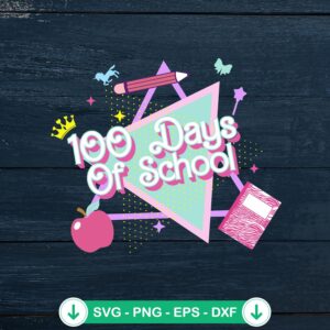 mockup-75400.jpg 100 Days Of School Vintage Barbie 80s SVG file for cutting machine