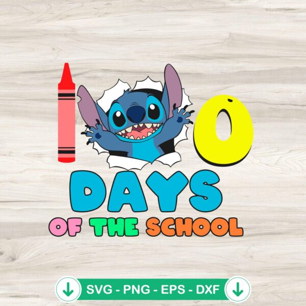 Cute Stitch 100 Days Of School SVG file for Cricut