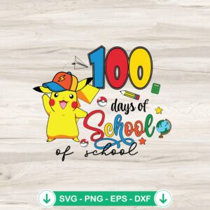 mockup-75445.jpg Cute Pikachu 100 Days Of School SVG file for cutting machines