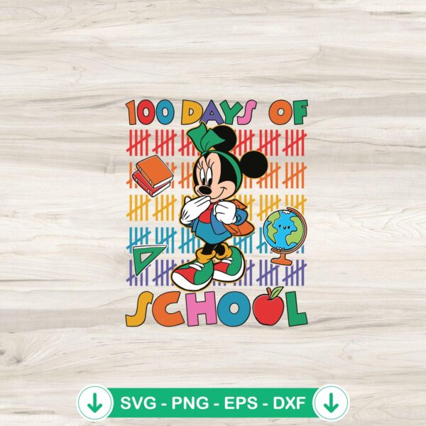 Minnie Mouse 100 Days Of School svg file for cricut svg cutting file