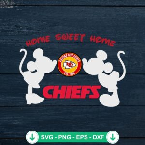 mockup-75630.jpg Kansas City Chiefs SVG file featuring Mickey Minnie Home Sweet Home theme
