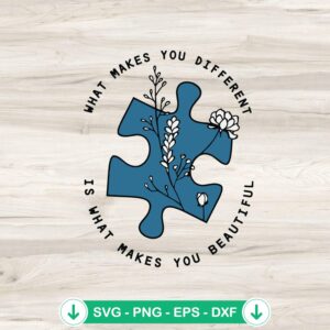mockup-75704.jpg Autism Blue Puzzle Piece Floral SVG file for cutting machines