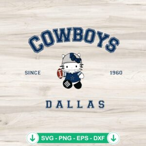 Hello Kitty Dallas Cowboys SVG file, cutting file for Cricut