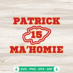 Patrick Mahomes 15 SVG file for Cricut cutting machine