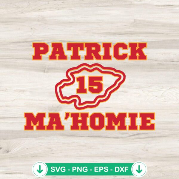 Patrick Mahomes 15 SVG file for Cricut cutting machine
