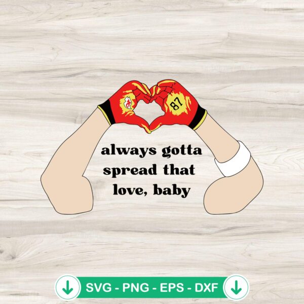 Travis Kelce SVG file for heart hand and Chiefs football