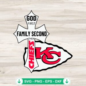mockup-76594.jpg God First Family Second Chiefs SVG file for cutting machine