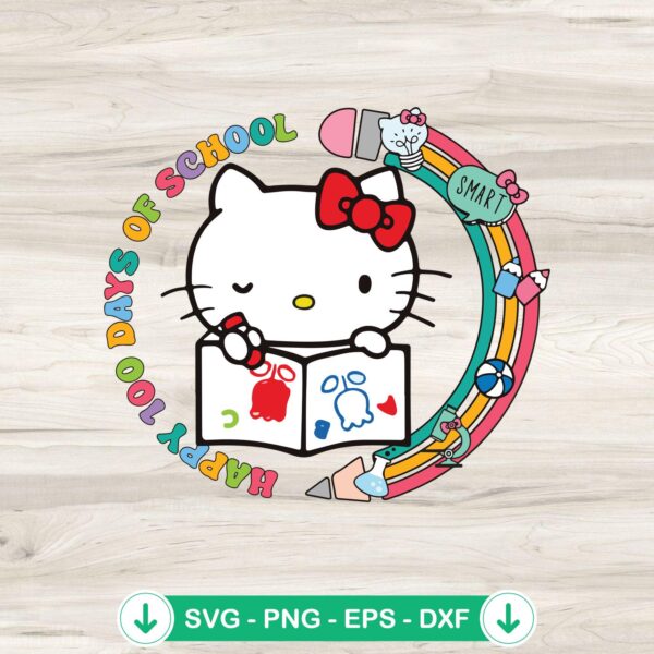 Cute Hello Kitty 100 Days SVG file suitable for cricut svg cutting
