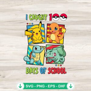 mockup-77038.jpg 100 Days Of School SVG file with Pikachu and Charmander for Cricut