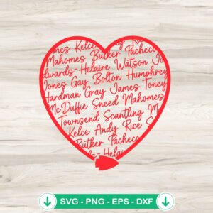 mockup-77209.jpg Kansas City Chiefs football player names SVG file for Cricut cutting
