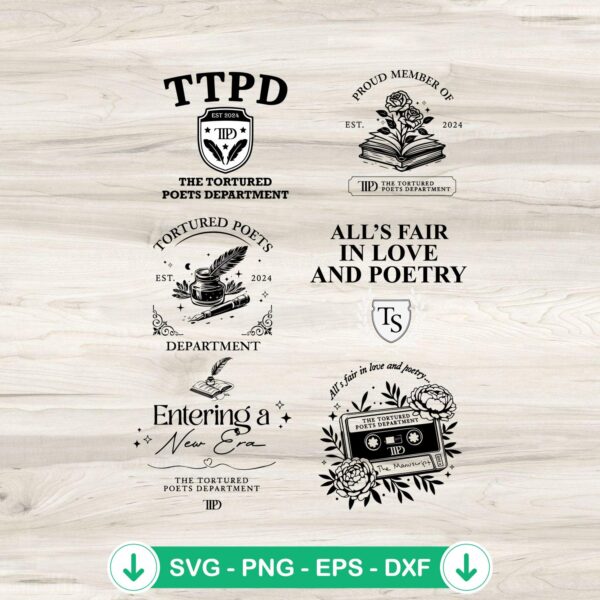 The Tortured Poets Department SVG file for Cricut cutting machine