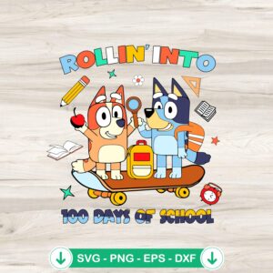 Bluey Bingo 100 Days of School SVG file for Cricut