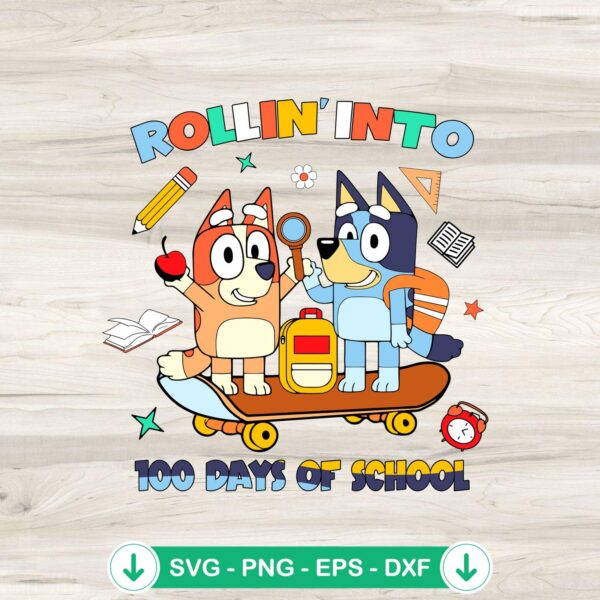 Bluey Bingo 100 Days of School SVG file for Cricut