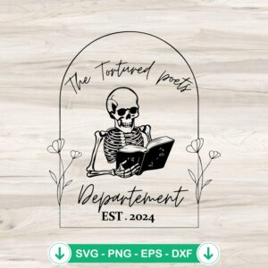 Tortured Poets Department Skull SVG file for Cricut