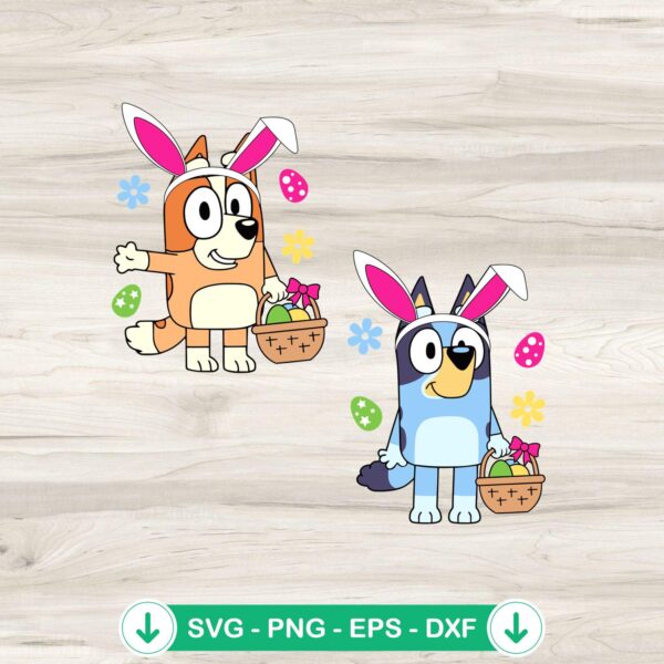 Bluey and Bingo Easter Bunny SVG file for Cricut cutting