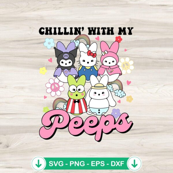 Chillin With My Peeps Hello Kitty Bunny SVG file for cutting