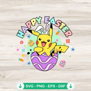 Pikachu Bunny Ear Happy Easter SVG file for Cricut and cutting machines